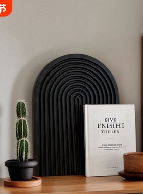 ins风拍摄道具黑色实木质托盘摆件香薰展示收纳日式装饰拍照桌面