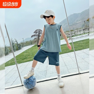 儿童装男童夏装套装2025新款夏季运动服背心中大童篮球服夏款