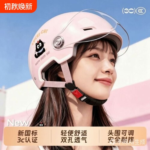3c认证电动车头盔女2026新款夏季防晒摩托车男安全帽四季通用护耳