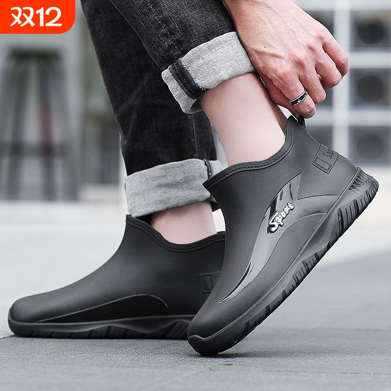 休闲雨靴时尚雨鞋男士短筒
