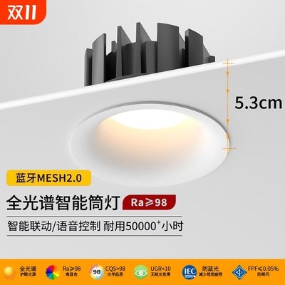 无边框筒灯嵌入式弧面深防眩护眼