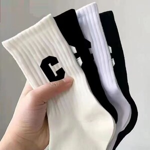 40双男士中筒袜白色防臭吸汗棉款透气大码秋冬季女生厚款运动长袜