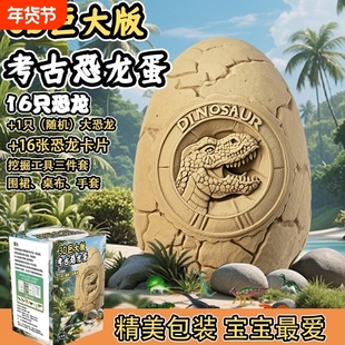 恐龙蛋儿童考古挖掘玩具化石男女孩益智手工diy挖宝盲盒超大巨大
