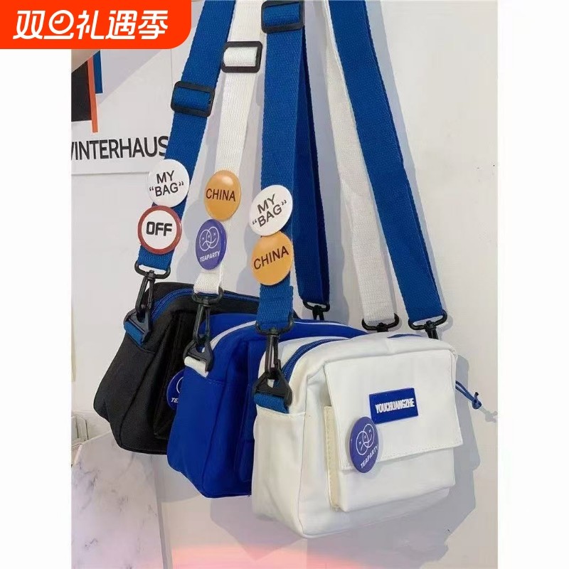 日系ins简约百搭斜挎包女休闲运动中性小包包男学生手机包潮单肩