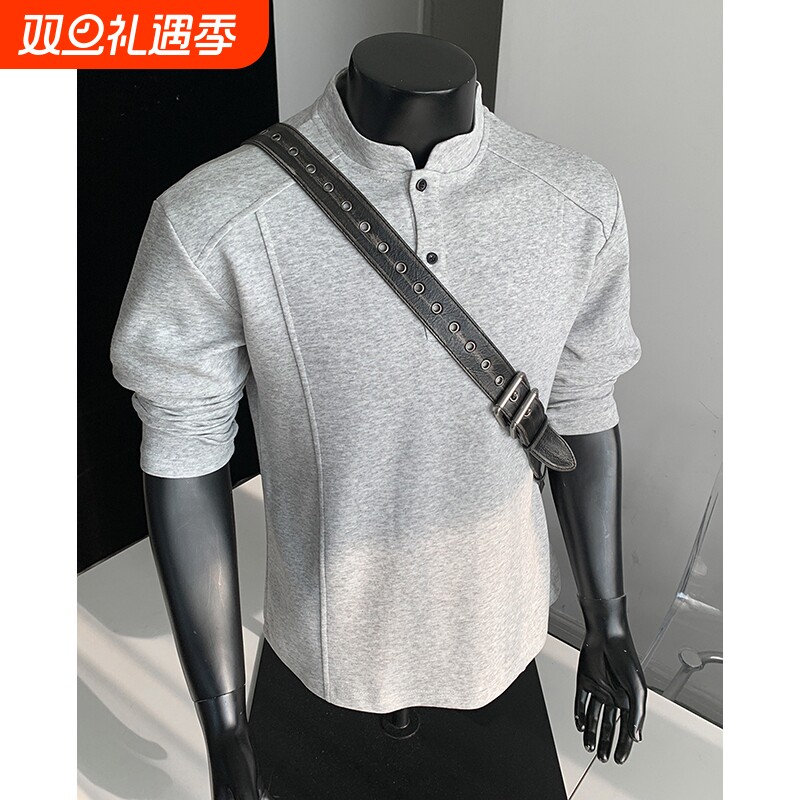 美式cleanfit上衣男长袖t恤秋季潮流内搭运动休闲男装痞帅打底衫