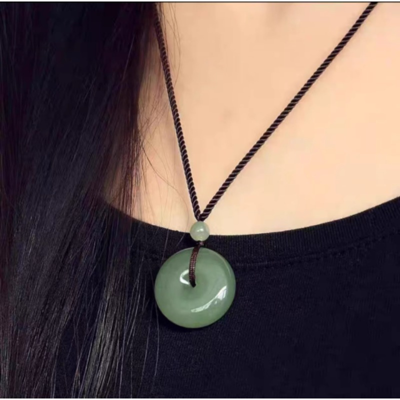 爆款仿和田玉青玉平安扣吊坠平替情侣男女款儿童挂件玉佩玉坠项链