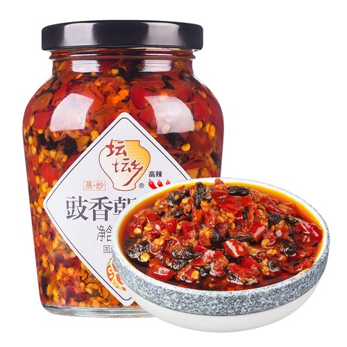 坛坛乡朝天椒280g 湖南特产蒜香豉香炒肉辣椒酱下饭菜家用剁椒