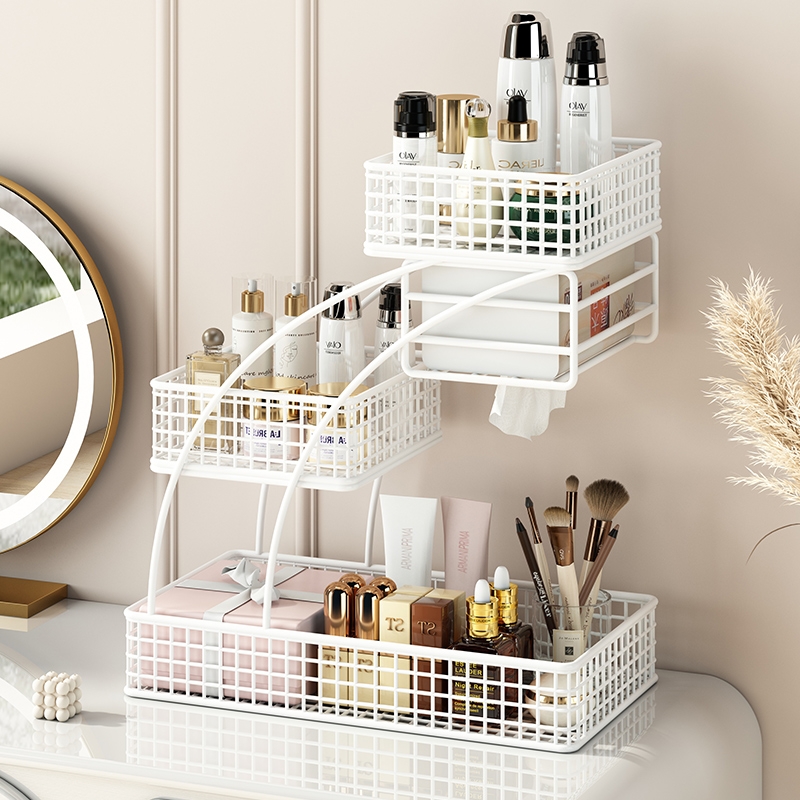 化妆品收纳盒梳妆台置物架子桌面护肤品整理盒高级感洗漱台卫生间