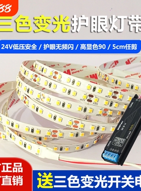 三色线形灯条LED灯带智能24V开关变光电源高亮自粘客厅卧室线型灯