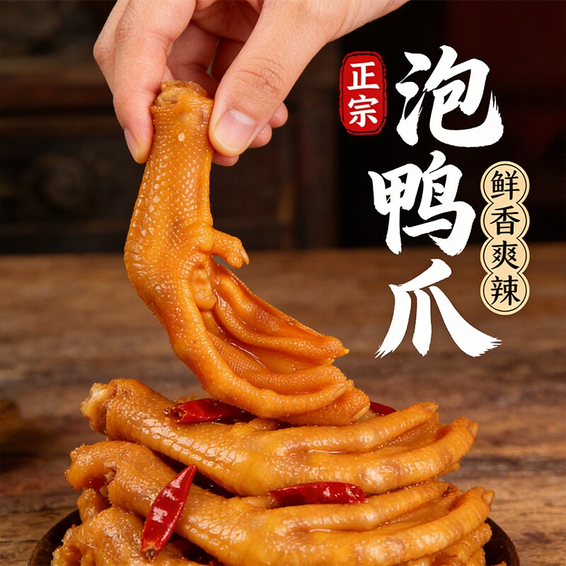 鸭掌鸭爪鸭脚零食龙岩特产网红正宗香辣独立包装卤制充饥好吃