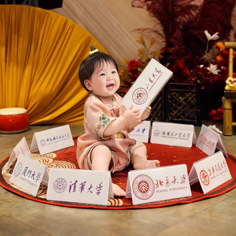 抓周道具用品一周岁布置全套装宝宝婴儿生日抓阄摆件大学名牌氛围