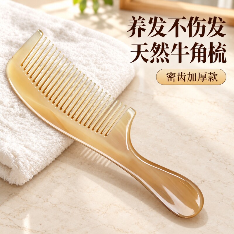 天然牛角梳子儿童女孩专加家用头皮经络按摩防静电正品不伤发梳头