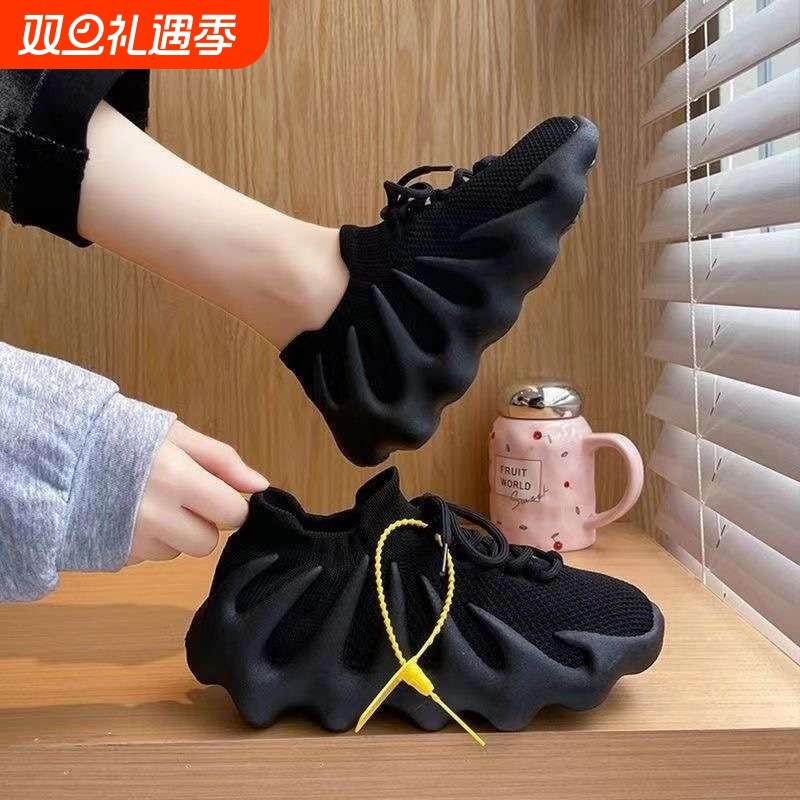 夏季女鞋老爹八爪鱼椰子鞋女百搭袜子鞋运动休闲新款潮鞋平底圆头