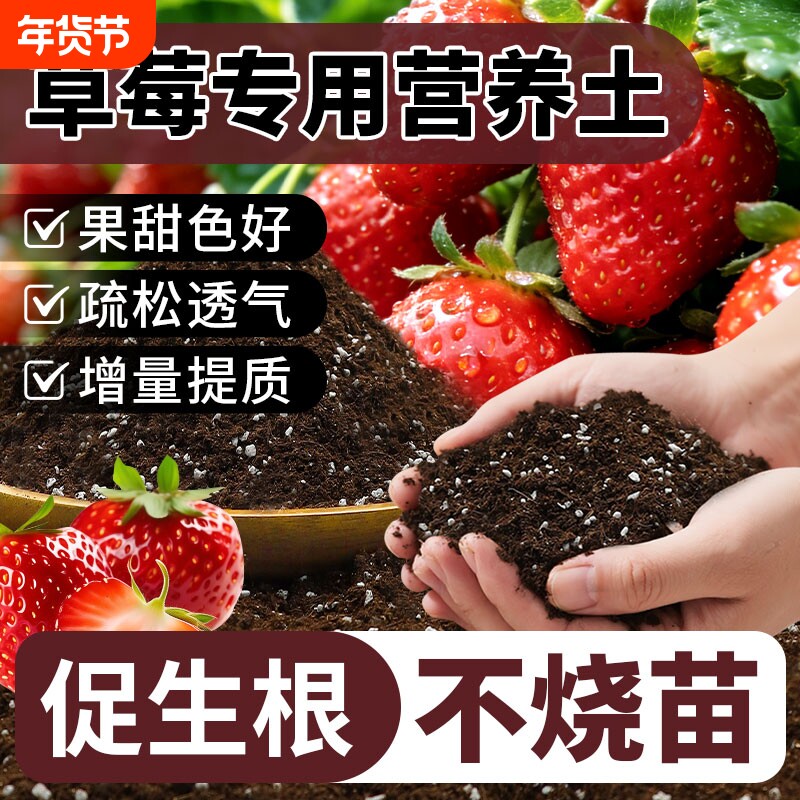 草莓专用营养土瓜果树通用土壤草莓盆栽种植土阳台有机土肥料批发