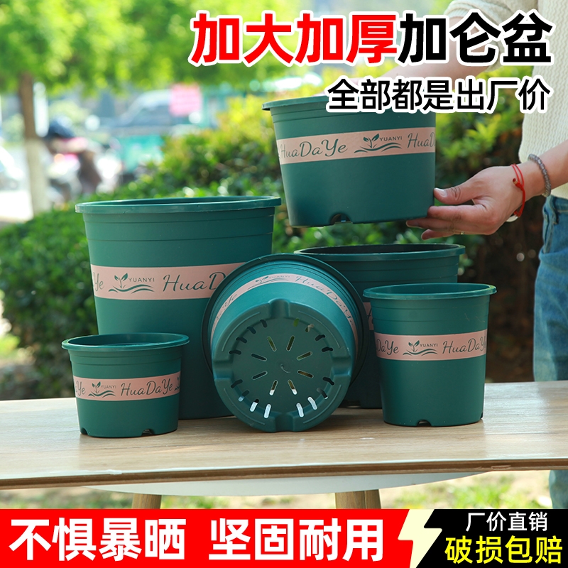 花盆花大爷田园风圆形加厚加大塑料透气不闷根绿植三代加仑盆
