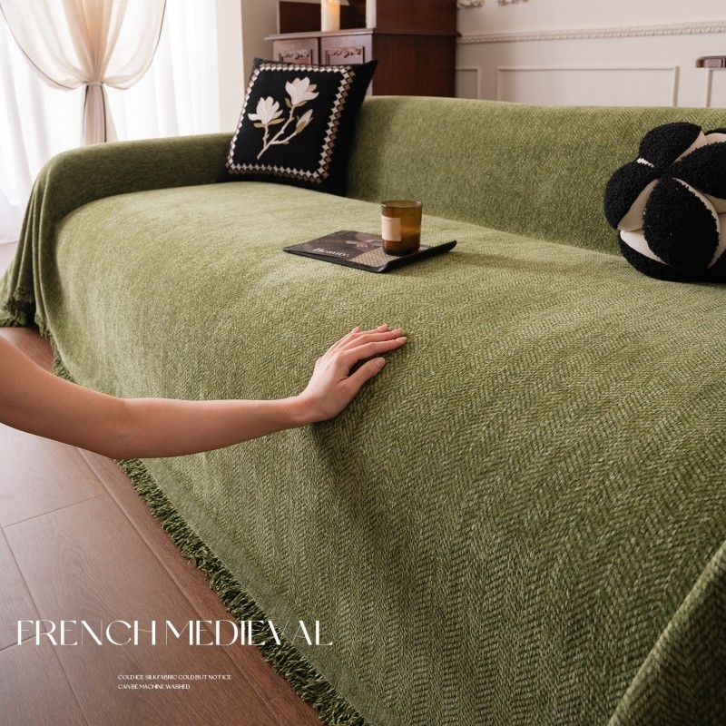 雪尼尔沙发盖布四季通用防猫抓沙发巾一片式全盖沙发套罩防滑防水