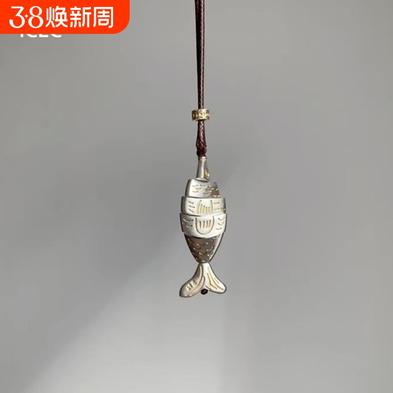 冷淡风拼接小鱼吊坠项链中古vinage小众设计感精致轻奢秋冬毛衣