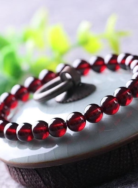 爆款酒红石榴石手链女平替红色手串转运珠多圈项链三圈单圈