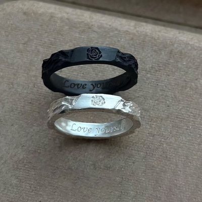 骑士公主情侣戒指女ins小众设计感玫瑰指环潮礼物闺蜜对戒可调节