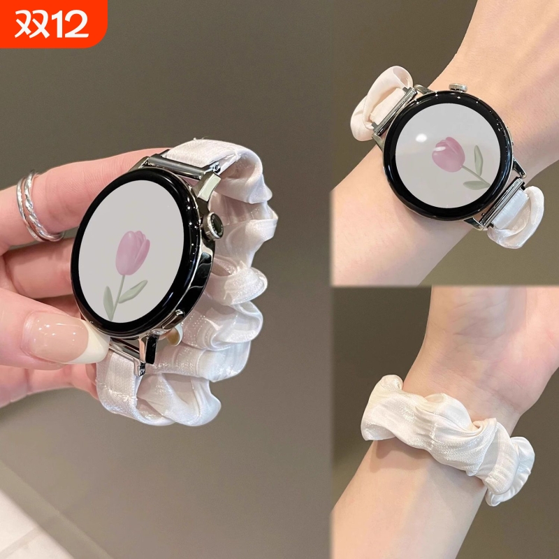 适用华为gt5手表带watch5pro雪纺冰丝大肠发圈gt4表带GT3pro透气watch4pro可爱女生新款41mm创意手表带