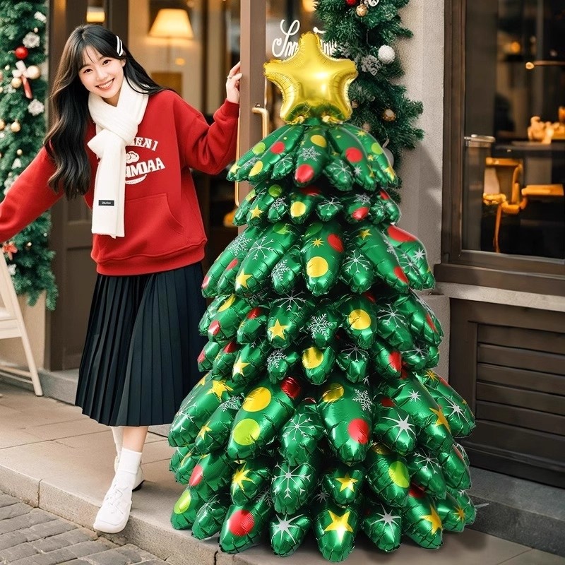 元旦圣诞树气球立体圣诞节装饰品圣诞造型摆件店铺橱窗场景布置氛