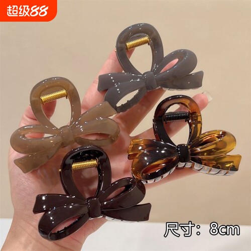 新款蝴蝶结抓夹大号发夹加厚高级感后脑勺鲨鱼夹百搭气质果冻