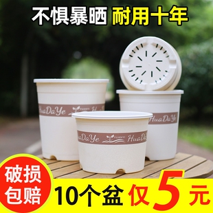 大号加厚控根透气花盆大口径耐用环保树脂三代白色加仑盆阳台浇水