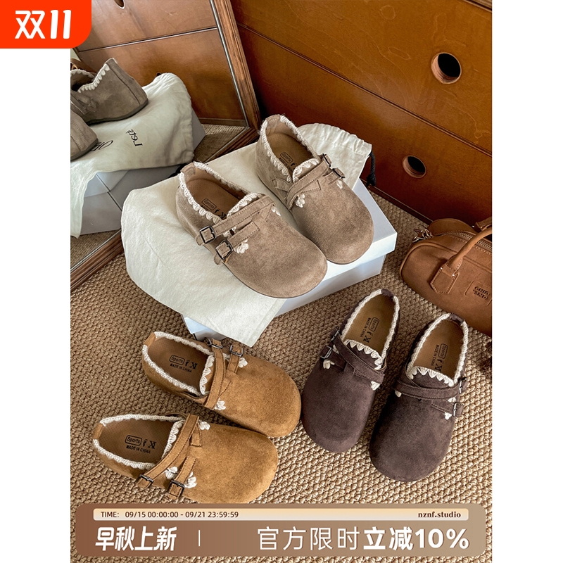 百搭韩系复古厚底全包勃肯鞋女2025新款秋季配裙子增高软底单鞋子