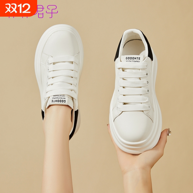 厚底增高6CM板鞋女2025春季新款休闲女鞋百搭小个子松糕底小白鞋