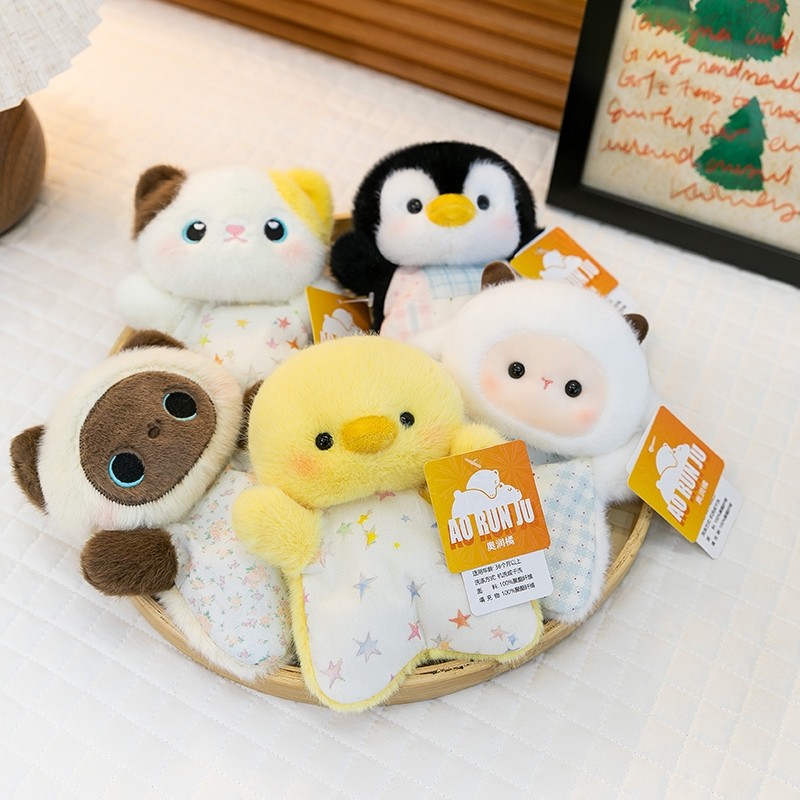 可爱萌宠系列毛绒玩偶家居桌伴摆件卡通小象企鹅布娃娃送女友礼物