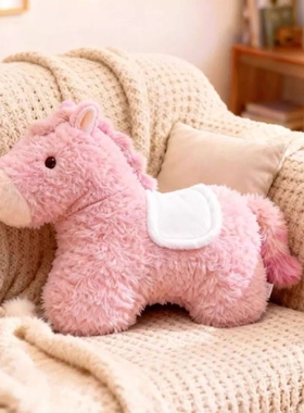 粉色小马抱枕2026马年新款沙发靠垫异形靠枕玩偶送新年礼物小红马
