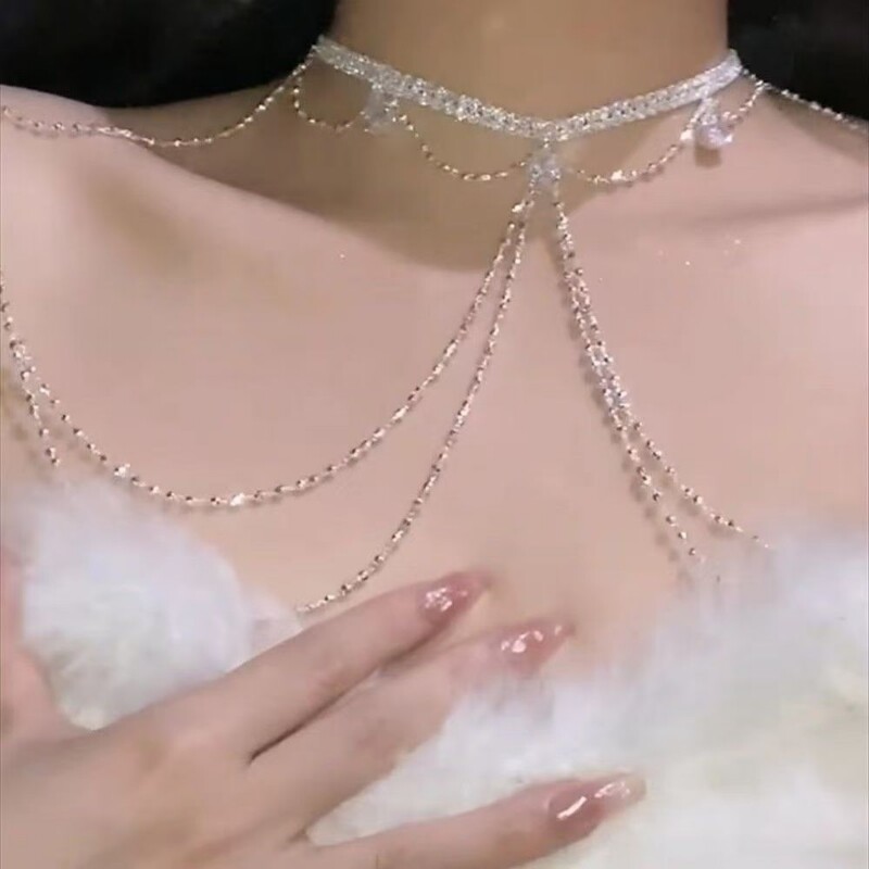 超闪水滴胸链身体链条女高级感夸张时尚气质轻奢小众性感肩链颈链