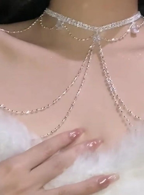 超闪水滴胸链身体链条女高级感夸张时尚气质轻奢小众性感肩链颈链