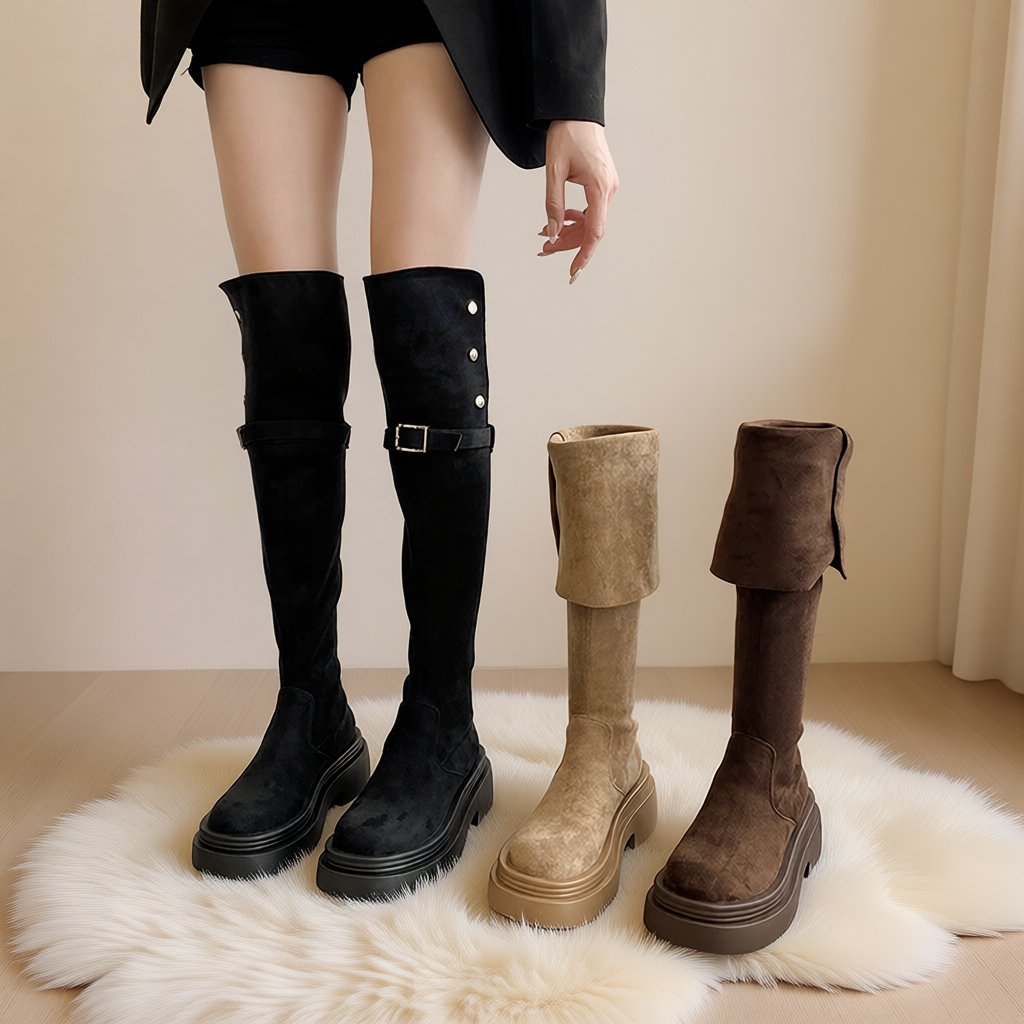 靴子长靴女2025新款女鞋爆款秋季厚底高跟瘦瘦靴长筒靴鞋子高筒