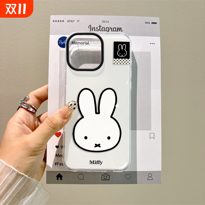 小米CIVI4PRO新款米菲兔15手机壳带挂绳iPhone14适用硬13大孔12ProMax少女心苹果16plus可爱OPPOk12s女款x90s