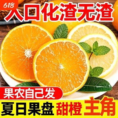 现摘夏橙新鲜湖南江永蜜橙水果柑橘榨汁手剥橙子大果甜橙