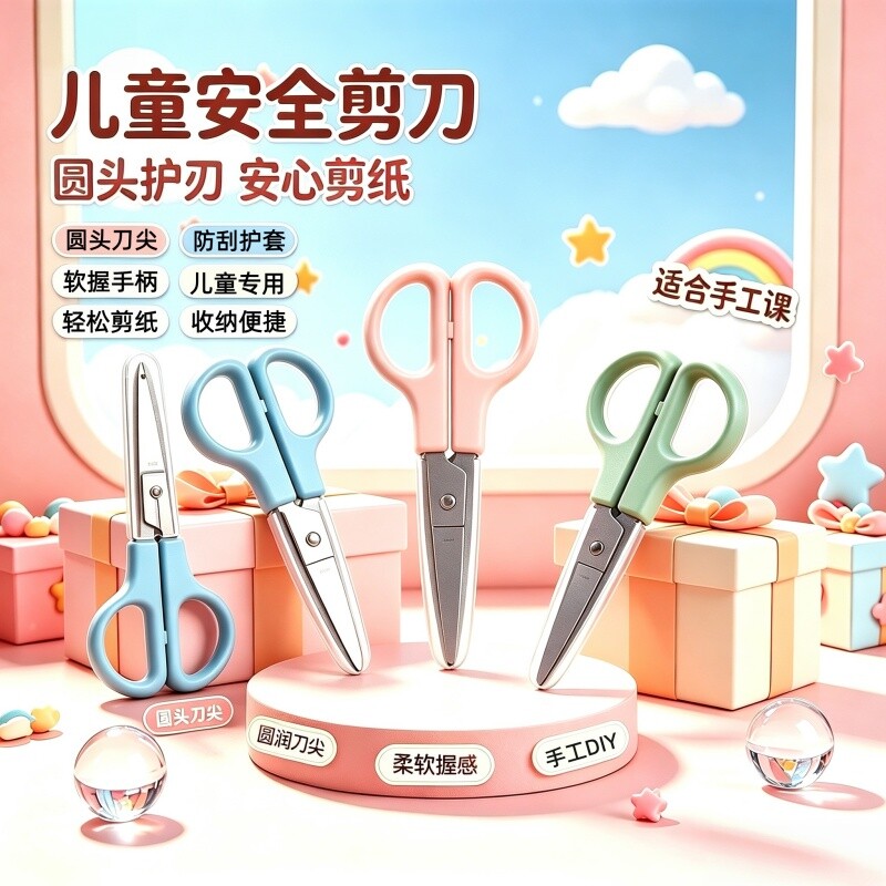 儿童安全剪刀便携手工剪刀不伤手图片