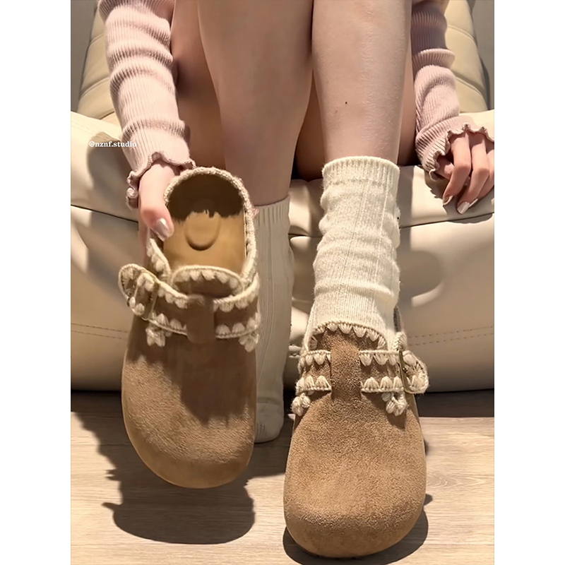 复古内增高包头厚底拖鞋女外穿2025新款秋季百搭配裙子半拖勃肯鞋