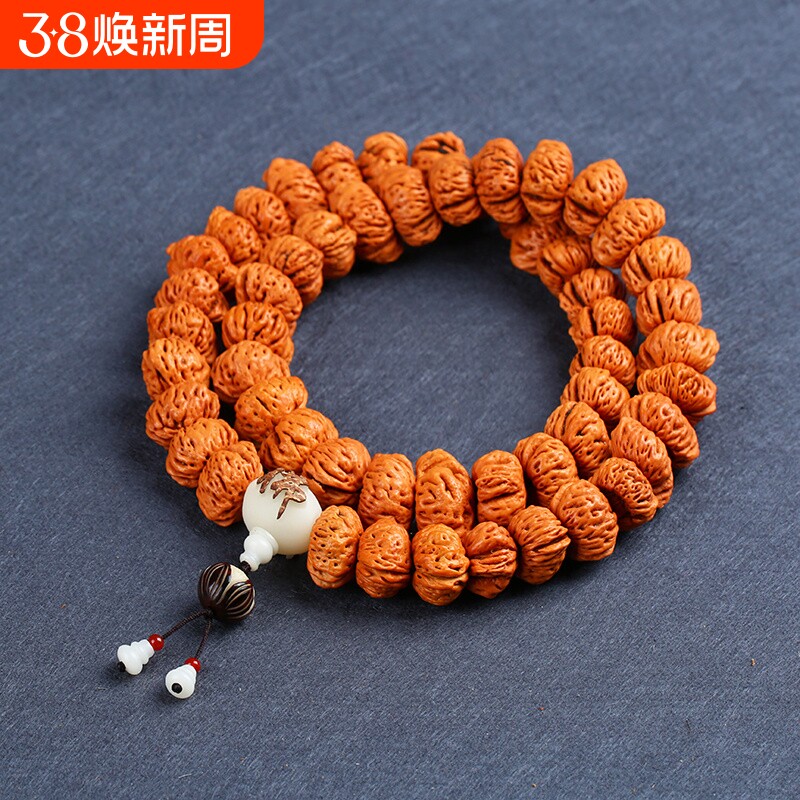 桃胡文玩蟠桃核手串仙桃核手链54/108颗粒手持手把玩件男