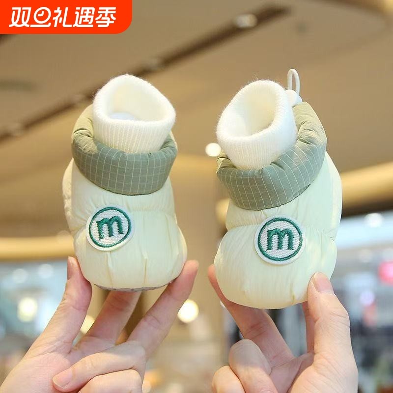 婴儿鞋子0到6个月冬款加绒12冬季鞋袜冬天地板袜初生宝宝秋冬棉鞋