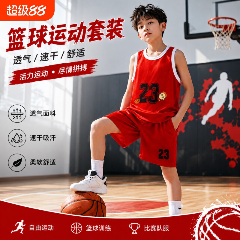 儿童篮球服套装男童背心图片
