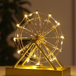 轻奢客厅电视柜酒柜装饰品摆件创意旋转摩天轮办公室桌面摆设金属