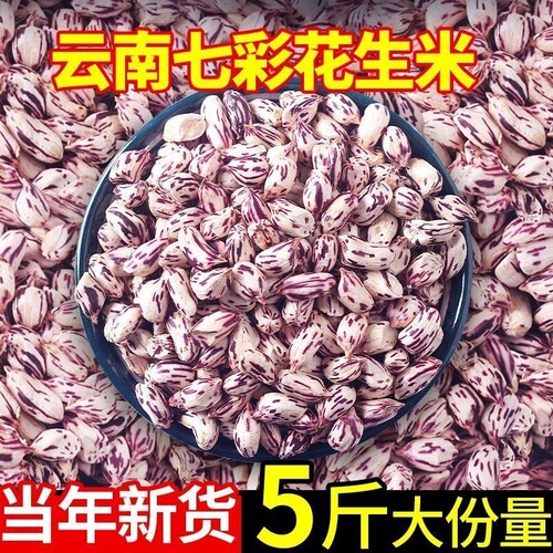 2025年七彩花生米去壳生的云南普洱特产新鲜晒干五彩七彩花生整箱