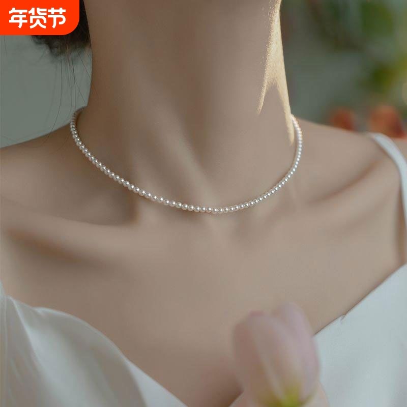 珍珠项链fever同款金智秀爆款2mm极细女夏2025新款小米粒