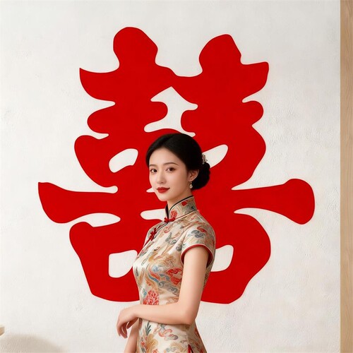 超大喜字贴墙结婚婚房布置装饰
