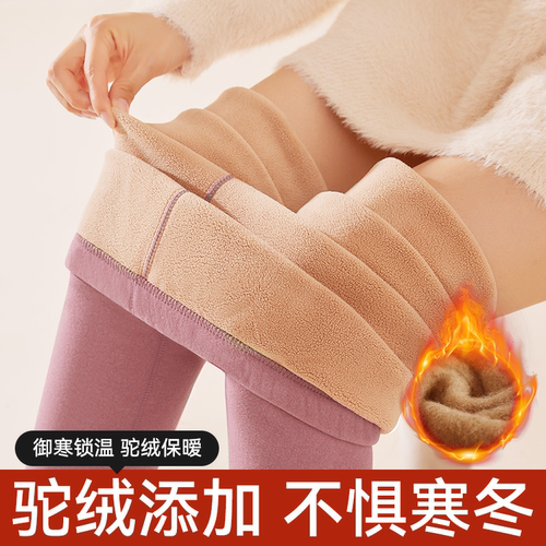 女士保暖裤加绒加厚德东北抗寒专用内穿打底发热棉毛绒裤秋裤冬季