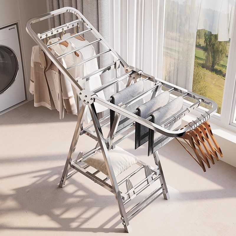 不锈钢折叠晾衣架晒被子神器