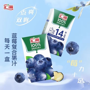 汇源100%浓缩果汁蓝莓汁125ml口袋便携鲜果压榨清爽20盒/6盒/3盒