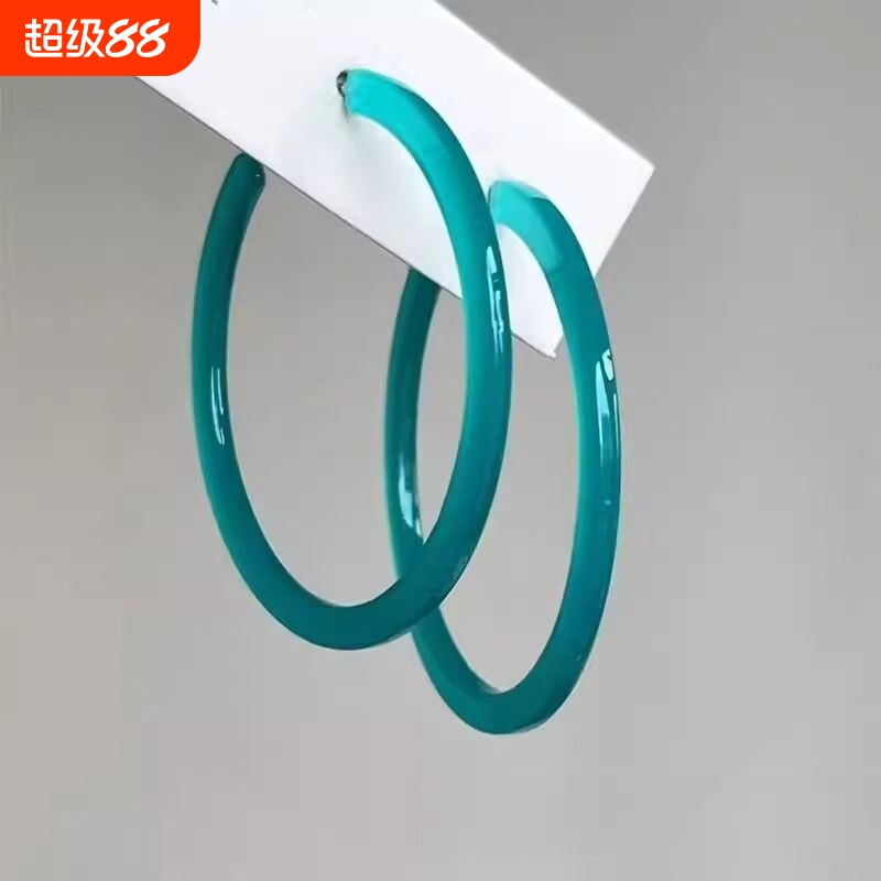 「云水生烟」小清新果冻色圆圈耳环复古港风显脸小耳圈新款耳饰