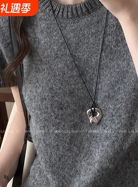 韩国时髦感小梳子黑绳项链女高级感气质卫衣链长款复古小众毛衣链